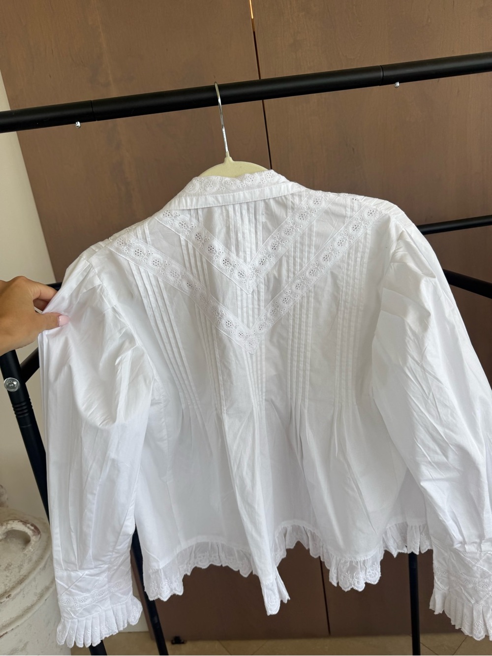 Mille White Lace-Trim Button Front Blouse - Picture 3 of 3